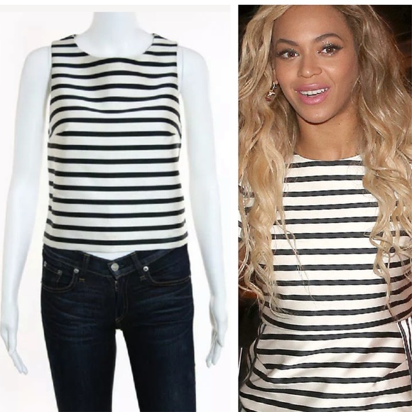 Topshop Tops - Topshop striped navy crop top seen on beyonce!